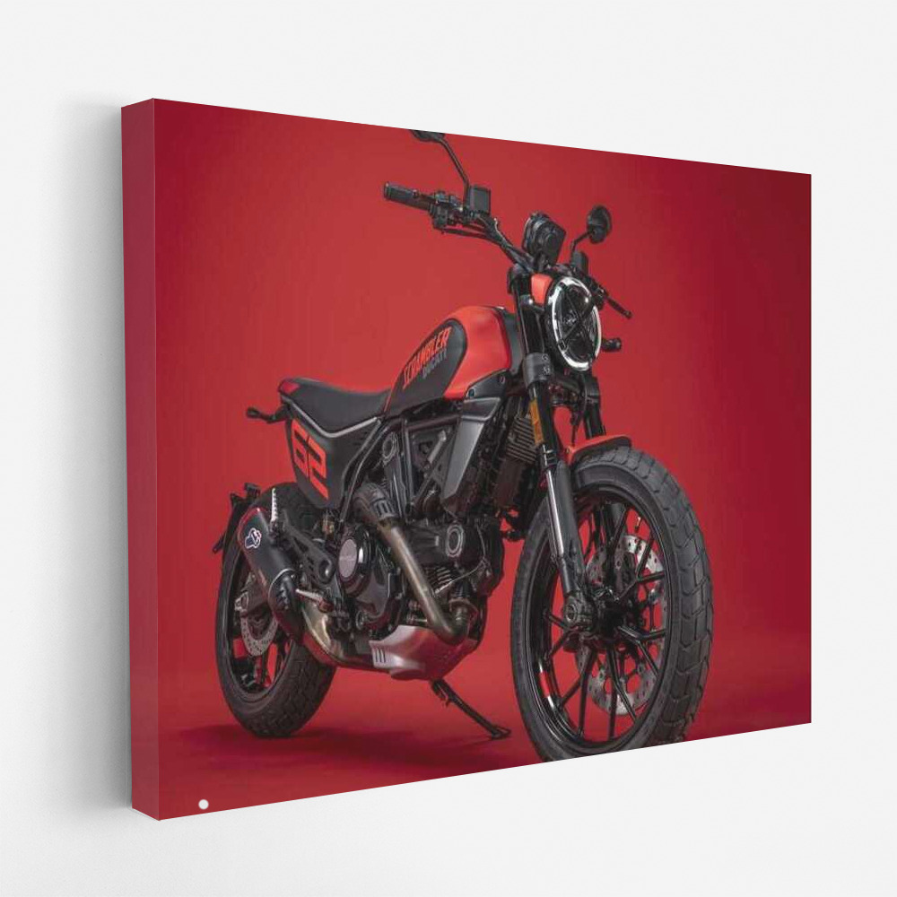 Ducati Scrambler Full Throttle: Speed on a Red Background
