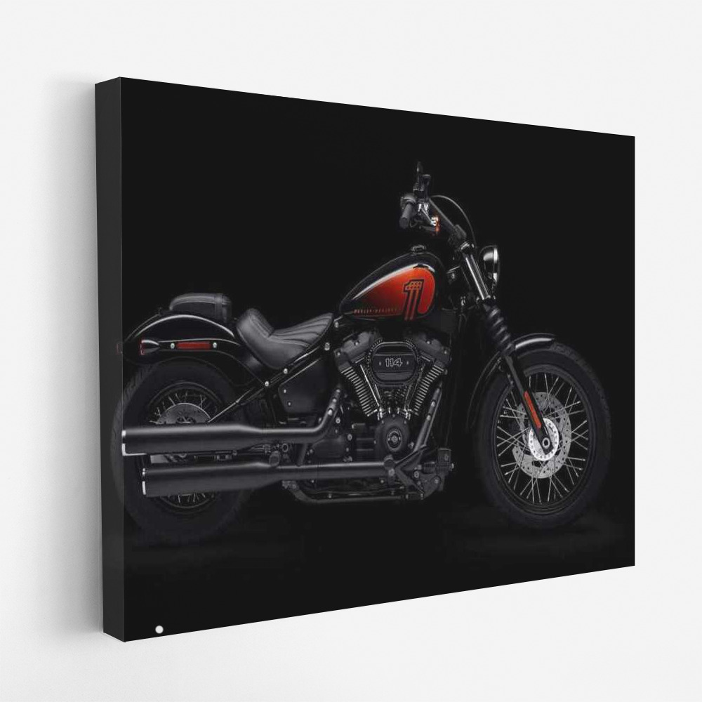 Harley Davidson Street Bob 114: Dynamics on a Black Background