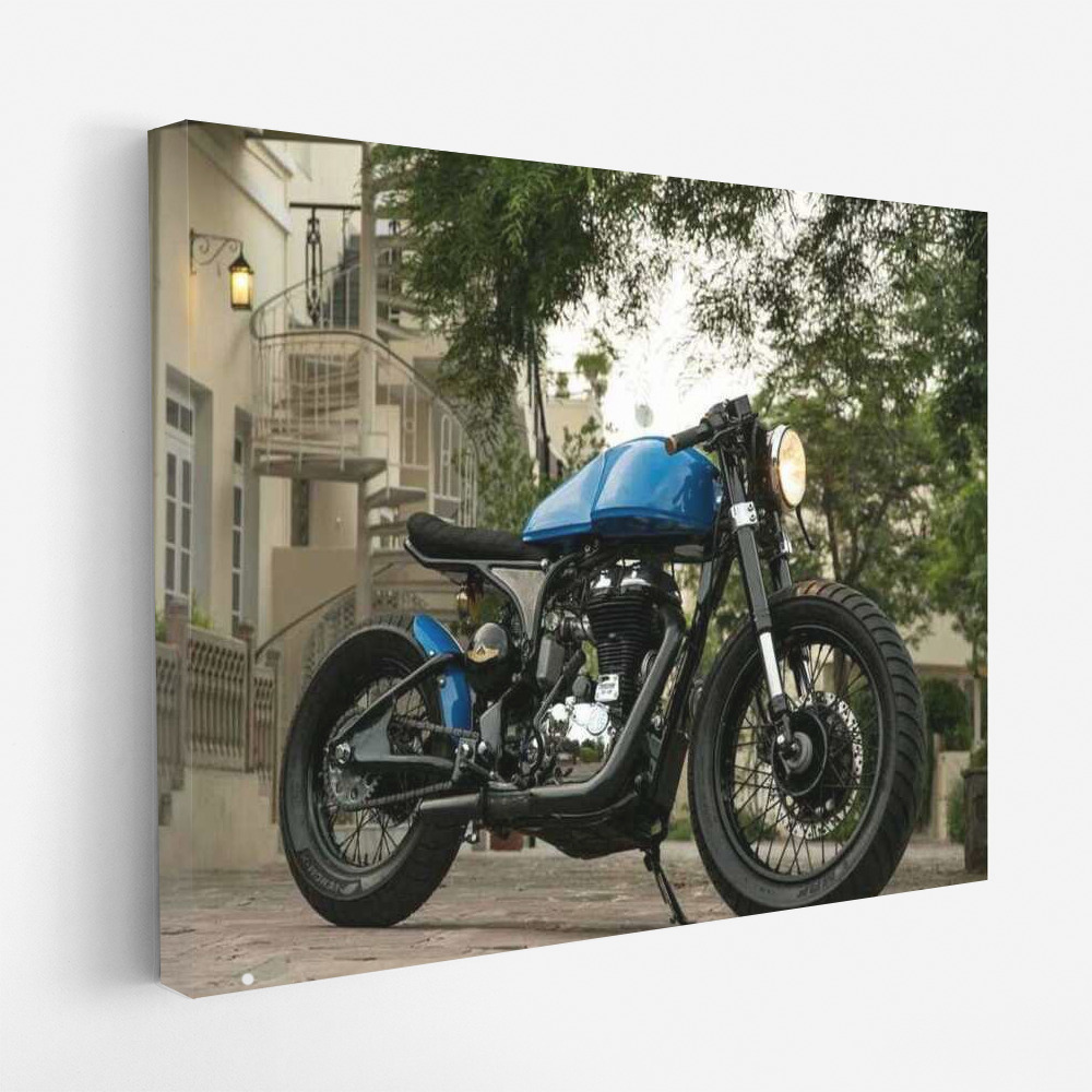 An elegant motorbike in an urban landscape