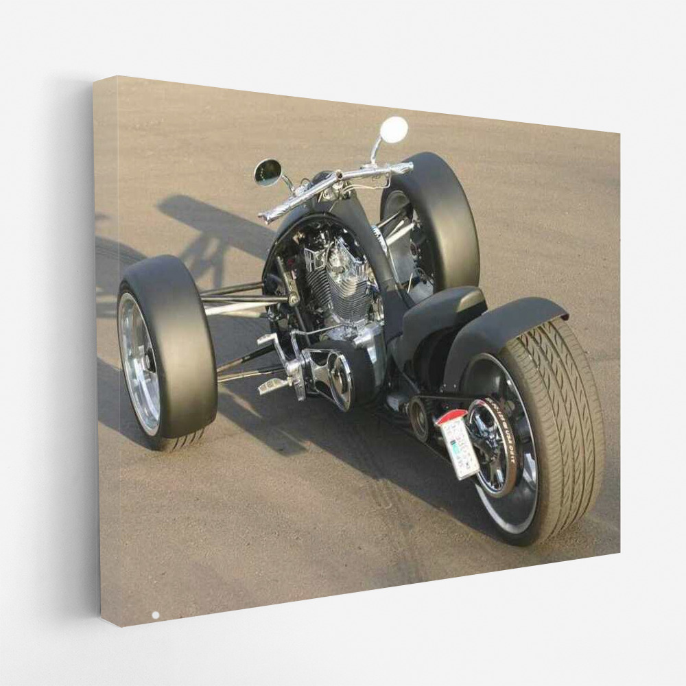 Elegant Three-Wheeled Motobike: Power and Design on Canvas