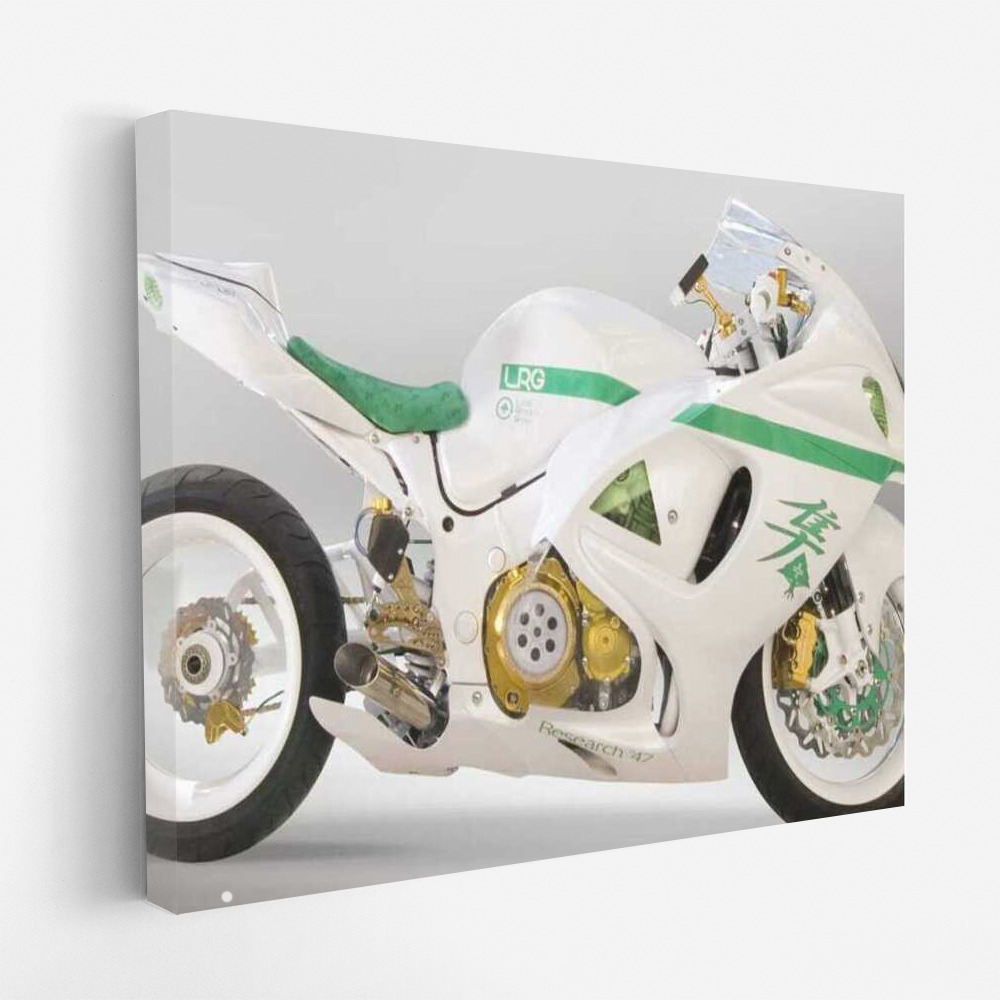 Speed and Style: White Hayabusa Motobike 22