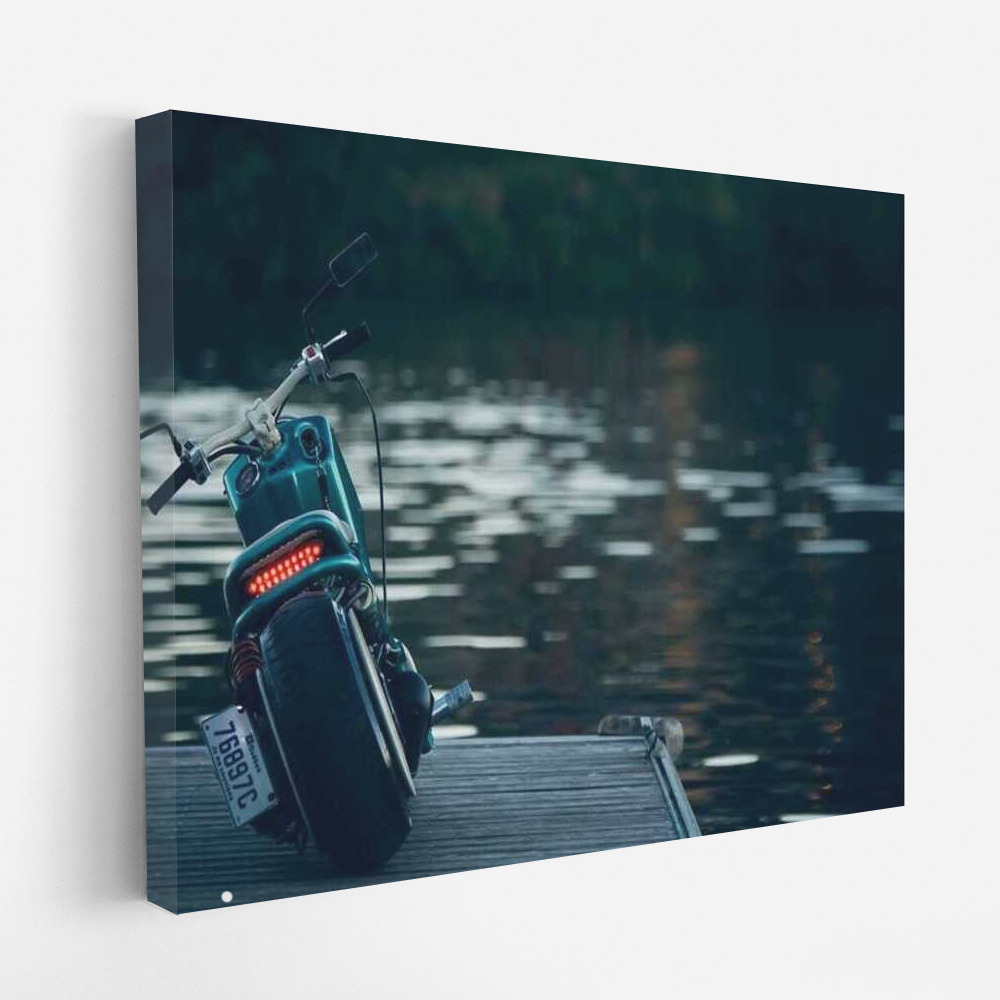 Mysterious Motobike on Lake Dock: Spirit of Travel