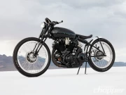 Elegant Motobike 67: Black Custom on the Snowy Expanses