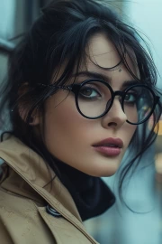 Modern Muse: Elegance in Glasses and a Cape