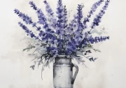 Lavender Symphony: Elegant Flowers in a Tall Vase