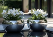 White Casablanca Lilies in Radiant Vases: Elegance and Tranquility