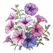 Bouquet of petunias 'Grandijor' in purple and pink tones