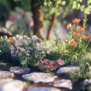 A cozy corner with daisies and cosmos: Small Flower Garden 2