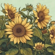 Bright Sunflowers: Helianthus Sunshine Illustration