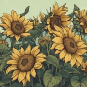 Sunny Sunflowers: Vibrant Illustration by Helianthus