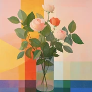 Elegant Bouquet of Tea Roses in a Vase: Floral Symphony for the Interior