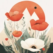 Vibrant Bouquet of Poppies: Elegant Red and White Papavers