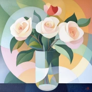 Modern Rose Bouquet in Vase: Delicate Flowers for Interior