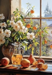 Sunny Apple Blossoms by the Window: Flowers by the Window 4