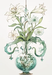 White Casablanca Lilies in a Futuristic Vase: Modern Floral Decoration