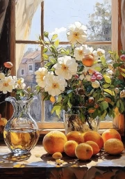 Tender Roses by the Window: Idyll of Light and Comfort