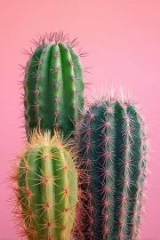 Cactus Bloom on Pink Background: Exotic Interior Decor