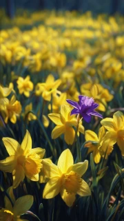 Floral Symphony: Daffodils and Purple Charm for Interior