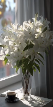 Morning White Lilies: Elegant Flowers in the Sunlight
