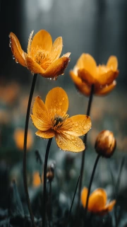 Orange Flowers Glow in the Morning Sky