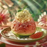Juicy Watermelon Fresh with Ice Cream: Summer Dessert for the Mood