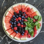 Summer Fruit Platter: Watermelon and Berries with Mint