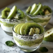 Freshness of Natural Yogurt with Kiwi and Chia for the Kitchen