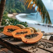 Tropical Papaya on the Sea Table