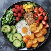 Juicy Breakfast: Bright Berries and Sunny Egg