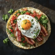 Gastronomic Symphony: Fried Egg with Bacon and Vegetables