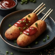 Juicy Corndogs with Ketchup: Appetizing Decor for Your Home