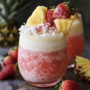 Tropical Blast: Coconut Strawberry Pineapple Cocktail