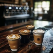 Triumph of Coffee: Espresso and Latte in Three Shades