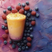 Berry Coffee Break: Blackberries and Raspberries on a Bright Background