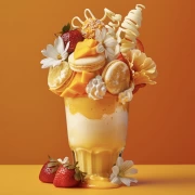 Tropical Shake with Macarons and Strawberries