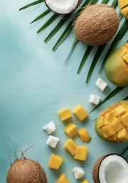 Tropical Waltz: Mango and Coconut in Vibrant Colors