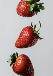 Floating Strawberry Desserts: Tasty Fantasy on the Wall