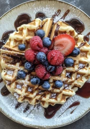 Sweet Temptation: Waffles with Berries and Chocolate