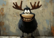 Crazy Moose: Cartoon Crazy Humor on the Wall