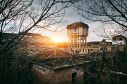 Sunset over the Abandoned City: Mysterious Architecture