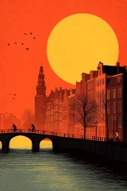 Sunset Magic of Amsterdam: Landscape of the Netherlands