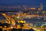 Barcelona Glows at Night: City Skyline in Lights