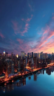 Chicago Evening Lights: Sunset and Cityscape