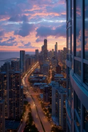 Chicago Sunset Charm: Cityscape