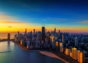 Chicago Sunset Glow: Evening Cityscape