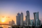 Sunset Symphony: Doha Skyline in the Evening Lights