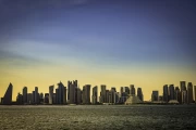 Sunrise over Doha Skyscrapers: Cityscapes