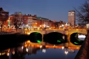 Dublin Evening Lights: Reflections of Bridges and City Lights