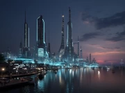 Skyscraper Glow: Night City of the Future