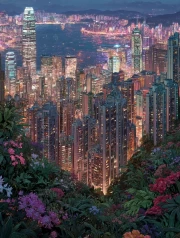 Hong Kong Night Lights: City and Nature in Harmony